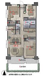 ハイラーク戸田公園 3LDKの間取図画像