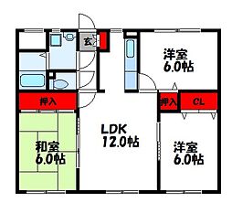 エクレール長者原 2階3LDKの間取り