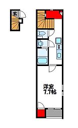 クレイノ神武原 2階1Kの間取り