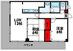 フォレスト柚須駅前 5階2LDKの間取り