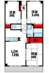 ベルビーアドニス 2階3LDKの間取り