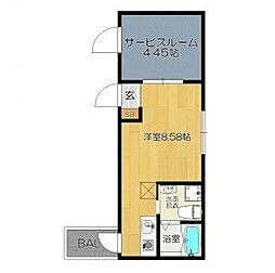 JR鹿児島本線 福工大前駅 徒歩12分の賃貸マンション 3階ワンルームの間取り