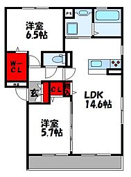 D-roomS・KB 2LDKの間取図画像