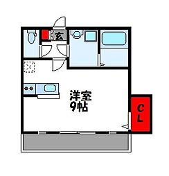 リントヴルム ワンルームの間取図画像