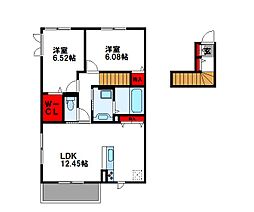 I・M・TSEMPREHOUSE飛梅B 2LDKの間取図画像