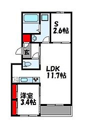 アルカディア須恵中央 1SLDKの間取図画像