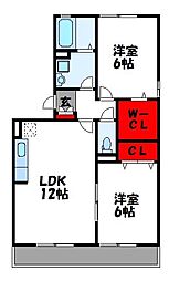 セジュールトーC 2LDKの間取図画像