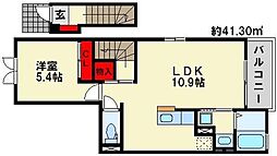 ベストハウス金の隈 1LDKの間取図画像