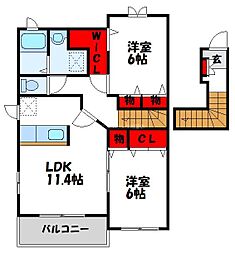 カルムメゾンA 2LDKの間取図画像
