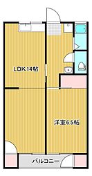 荒濱マンション 1LDKの間取図画像