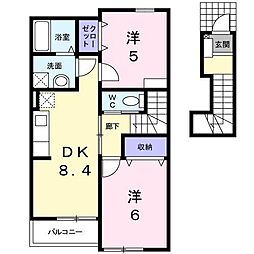 プリティハウスY3 2DKの間取図画像