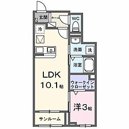 ガーデン 1階1LDKの間取り