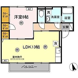 パストラル米原A 1LDKの間取図画像