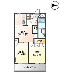 エレガントモレノ 2DKの間取図画像