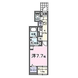イリスプリエール 1Kの間取図画像