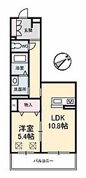 風の音 1LDKの間取図画像