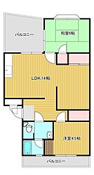 コーポ岸岡 2LDKの間取図画像