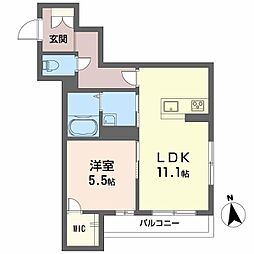 グランドマテリアル 1LDKの間取図画像