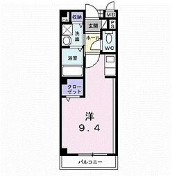 サニーリバーA ワンルームの間取図画像