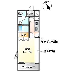 ベルルージュ 1Kの間取図画像