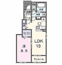 コルヴェール 1LDKの間取図画像