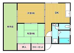 エムズガーデン 2DKの間取図画像