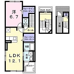 エアリーネオダブリュー 1LDKの間取図画像