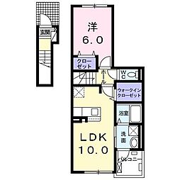 エアリーネオダブリュー 1LDKの間取図画像