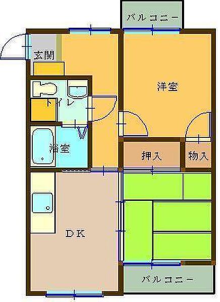 コーポサンノ 202｜鳥取県米子市三本松 2丁目(賃貸アパート2DK・2階・43.75㎡)の写真 その2