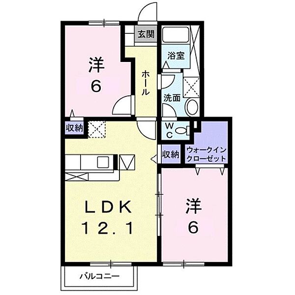 鳥取県米子市尾高(賃貸アパート2LDK・1階・56.80㎡)の写真 その2