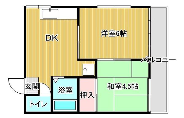 ルミエール3 2Ｂ｜鳥取県境港市相生町(賃貸アパート2DK・2階・33.11㎡)の写真 その2
