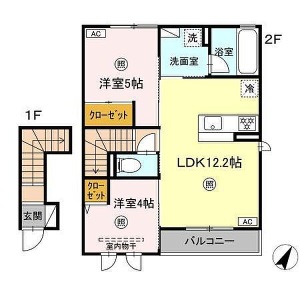 Chez soi 203｜鳥取県米子市上後藤 1丁目(賃貸アパート2LDK・2階・54.10㎡)の写真 その1