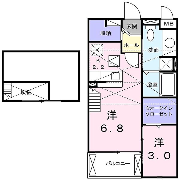 プラシード 203｜鳥取県米子市両三柳(賃貸アパート1DK・2階・33.34㎡)の写真 その2