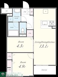 GREEN GABLES FAMIRIA A 2階2LDKの間取り