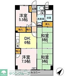 京成松戸線 常盤平駅 徒歩5分の賃貸マンション 5階4DKの間取り