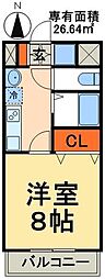 京成松戸線 松戸新田駅 徒歩1分の賃貸マンション 5階1Kの間取り