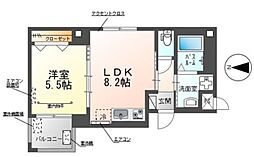 ラピスラズリ 2階1LDKの間取り