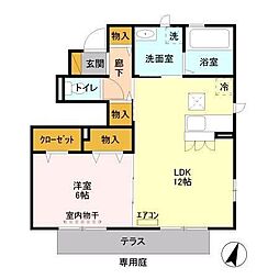サニーモール　参番館 1階1LDKの間取り