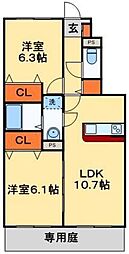 アルカンシェル・ハイム 1階2LDKの間取り