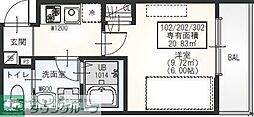 京成松戸線 二和向台駅 徒歩7分の賃貸アパート 1階1Kの間取り