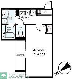 GRADUS八千代台VI 2階1Kの間取り