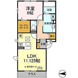 北総鉄道 印西牧の原駅 徒歩19分の賃貸アパート 1階1LDKの間取り