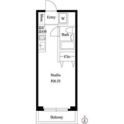 クレセントコート柏 3階ワンルームの間取り