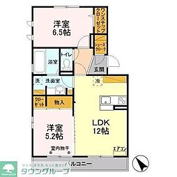 八千代の杜　イーストパークA 2階2LDKの間取り