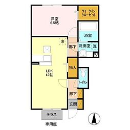 サンセット 1階1LDKの間取り