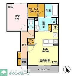 リオフォート 1階1LDKの間取り