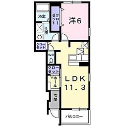 京成松戸線 二和向台駅 バス4分 井草県営住宅下車 徒歩6分の賃貸アパート 1階1LDKの間取り
