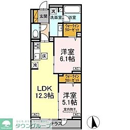 市川市大和田2丁目アパート 2LDKの間取図画像