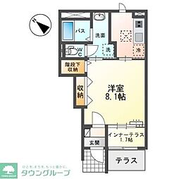 フラワーフォレスト 1Kの間取図画像