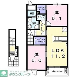 愛恵夢レジデンス 2LDKの間取図画像